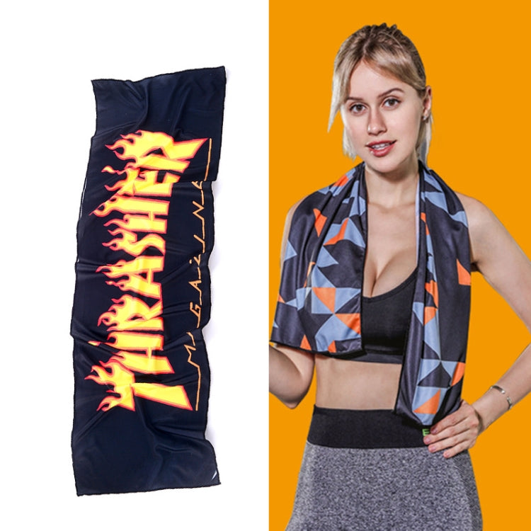 Gym Sports Cold Feeling Sweat-Absorbent Quick-Drying Cold Towel, Quick-Drying Towel, Size: 100 x 30cm(Music Festival), Quick-Drying Towel, Size: 100 x 30cm(Fire), Quick-Drying Towel, Size: 100 x 30cm(Geometric Triangle)                                 ...