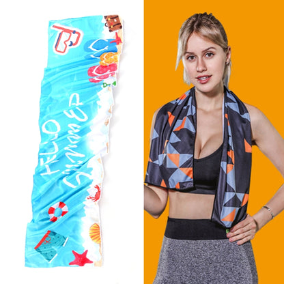 Gym Sports Cold Feeling Sweat-Absorbent Quick-Drying Cold Towel, Quick-Drying Towel, Size: 100 x 30cm(Music Festival), Quick-Drying Towel, Size: 100 x 30cm(Fire), Quick-Drying Towel, Size: 100 x 30cm(Geometric Triangle)                                 ...