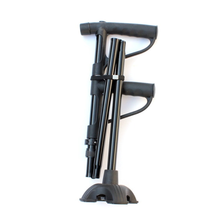 Multifunctional Folding Double-Handle Elderly Crutches Aluminum Alloy Elderly Power-Assisted Walking Sticks Four-Legged Walking Sticks With Lights, 86-98cm