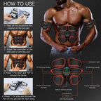 EMS Portable Abdomen Device Electric Abdominal Muscle Stickers with LCD Screen Display, EMS Muscle Stickers (Orange Red), EMS Muscle Stickers (Blue Line), EMS Muscle Stickers (Blue Point), EMS Muscle Stickers (Pink)