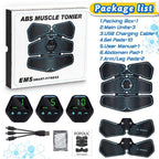 EMS Portable Abdomen Device Electric Abdominal Muscle Stickers with LCD Screen Display, EMS Muscle Stickers (Orange Red), EMS Muscle Stickers (Blue Line), EMS Muscle Stickers (Blue Point), EMS Muscle Stickers (Pink)