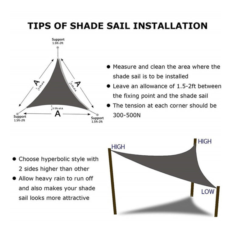 Triangle Outdoor Garden Sunshade Sail Waterproof Anti-UV Canopy, Size: 2m x 2m x 2m, 2m x 2m  x 2m, 2m x 2m x 2m