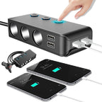 Car Cigarette Lighter Car Charger 3USB Port +1 QC3.0 + 3 Cigarette Lighter Ports + Back Clip Design + LED Display, HC67A