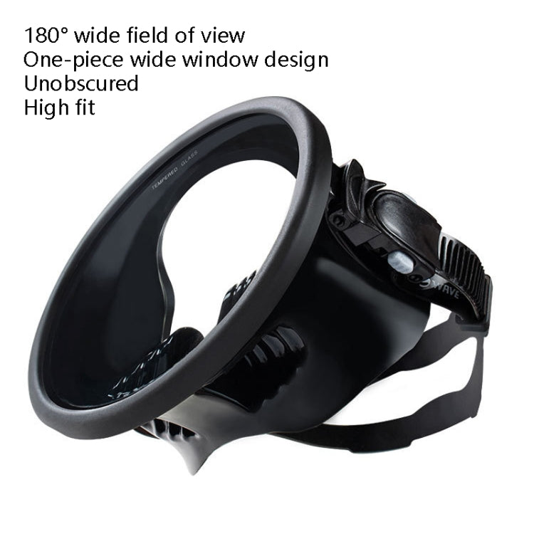 WAVE Panoramic Wide Field Of Vision Diving Goggles Anti-Fog And Waterproof Snorkeling Tempered Glass Mask, One Size