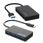 KYTC47 4 Ports USB Adapter Cable High Speed ??USB Docking Station Multi-Interface HUB Converter, Black USB 3.0, Black Type-C