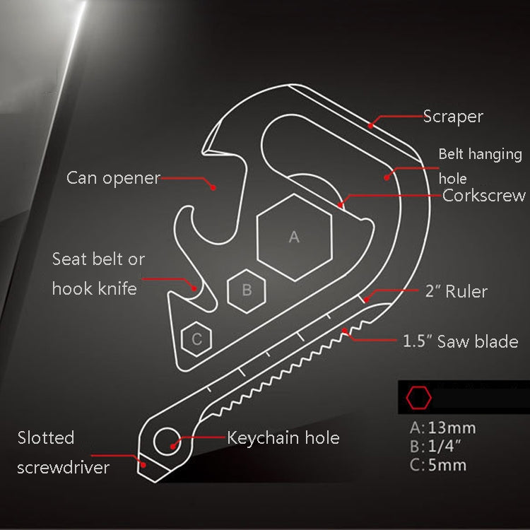Outdoor EDC Gadget Emergency Tool Multifunction Key Clip, EDC Emergency Tool