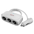 Car Charger Cigarette Lighter 1 In 3 Mobile Phone USB Car Charger, White, Black
