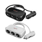 Car Charger Cigarette Lighter 1 In 3 Mobile Phone USB Car Charger, White, Black