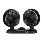 F558 With USB Mobile Phone Charging Car Fan 12/24V Car Truck Double Shaking Head Fan, Double Head 12V, Double Head 24V