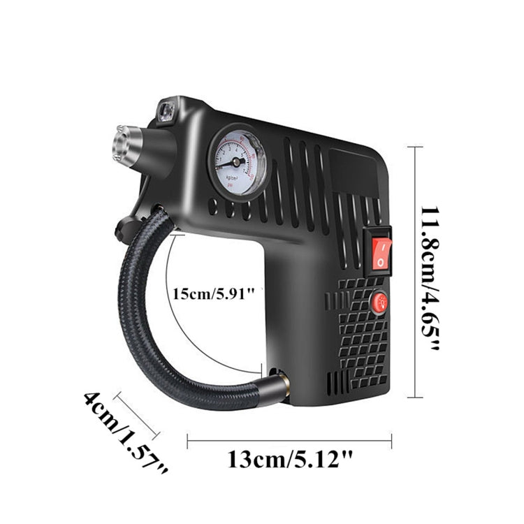 YX-301 12V Multi-Function Car Electric Portable Hand-Held Inflatable Pump, Black, Green
