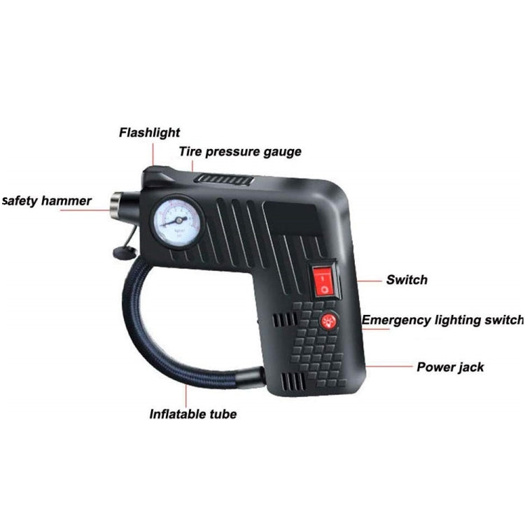 YX-301 12V Multi-Function Car Electric Portable Hand-Held Inflatable Pump, Black, Green
