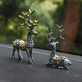 2 Pairs R-8820 Car Ornaments Car Home Safe Deer Decorations, Bronze Blue, Golden, Silver