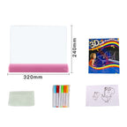 3D Painting Fluorescent Plate LED Shining Puzzle Children Graffiti Panel Handwritten Message Board, Grey, White, Blue, Green, Pink