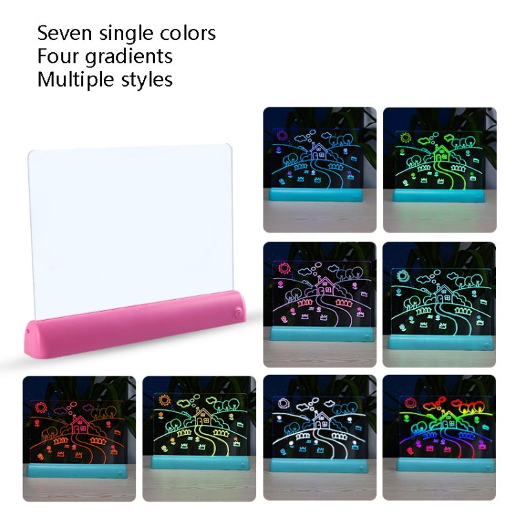3D Painting Fluorescent Plate LED Shining Puzzle Children Graffiti Panel Handwritten Message Board, Grey, White, Blue, Green, Pink