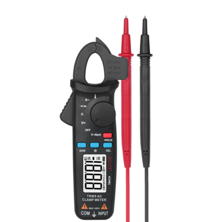BSIDE ACM81 Digital Clamp Meter Auto-Rang 1mA Accuracy 200A Current DC AC Multimeter, ACM81 Black