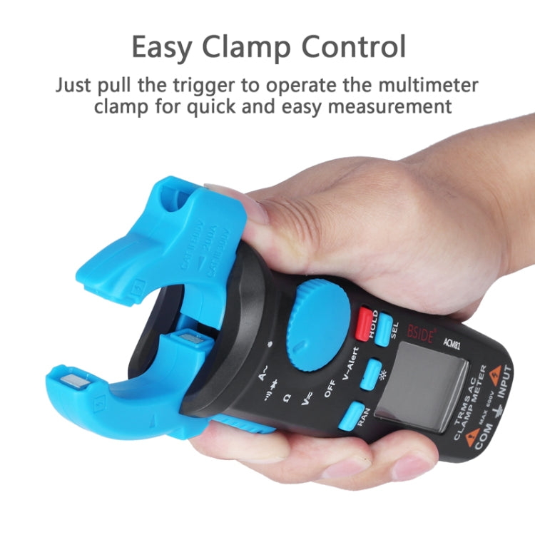 BSIDE ACM81 Digital Clamp Meter Auto-Rang 1mA Accuracy 200A Current DC AC Multimeter, ACM81 Black