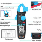 BSIDE ACM81 Digital Clamp Meter Auto-Rang 1mA Accuracy 200A Current DC AC Multimeter, ACM81 Black