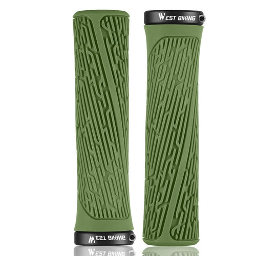 1 Pair WEST BIKING YP0804061 Bicycle Anti-Slip Shock Absorber Grip Mountain Bike Rubber Handlebar Cover, YP0804061, YP0804061 Grass