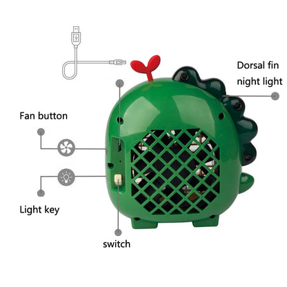 A9 Desktop Dinosaur Fan USB Mini Large Wind Fan, Green, Yellow, Pink