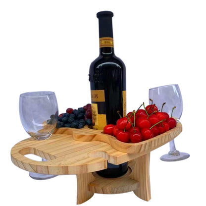 Outdoor Picnic Table Wooden Foldable Wine Rack, Foldable Table