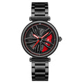 SANDA P1074 Cool Couple Steel Band Quartz Watch Wheel Series Dial Ladies Watch, For Ladies Black Red, For Ladies Black Green, For Ladies Rose Gold, For Ladies Silver Red