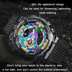 SANDA 9004 Men Symphony Dual Display Synchronous Outdoor Luminous Electronic Multifunction Watch, Black, Black Silver, Black Gold, Illusion, Black Blue, Transparent Gold, Transparent Silver