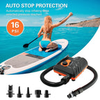 HT-785 Paddle Board 16PSI High Pressure Car Inflatable Pump 12V Electric Air Pump With 6 Connectors, HT-785