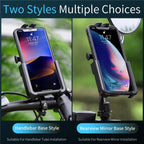 WEST BIKING  Bike Mobile Phone Holder Aluminum 360 Rotatable Electric Bike Scooter Motorcycle Phone Stand,Style:, Handlebar Style, Rearview Mirror Style