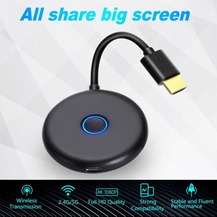 E89BK 2.4GHz / 5GHz WiFi Wireless Display Dongle Receiver Horizontal And Vertical Screen Streaming Media Player HDTV Stick