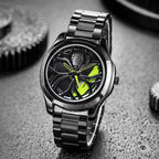 SANDA P1065 Wheel Series Casual Steel Band Quartz Watch For Men, For Men Blue Red, For Men Black Red, For Men Silver Red, For Men Blue Green, For Men Black Green, For Men Silver Green