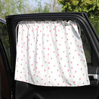 Car Curtains Cotton Car Suction Cup Sunshade Sun Protection Thermal Curtain, Cherry, Blue Flower, Bunny, Small Floral, Coffee Dot, Blue Striped Rabbit, Long Ear Rabbit, Pink Peach Heart, Pony
