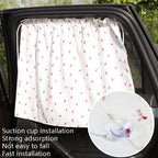 Car Curtains Cotton Car Suction Cup Sunshade Sun Protection Thermal Curtain, Cherry, Blue Flower, Bunny, Small Floral, Coffee Dot, Blue Striped Rabbit, Long Ear Rabbit, Pink Peach Heart, Pony