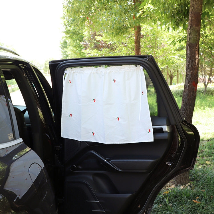 Car Embroidery Curtain Sunshade Cartoon Cotton Suction Cup Curtain Car Sunscreen Insulation Covering Curtain, Cherry, Bear, Sun Flower, Girl