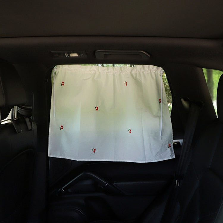 Car Embroidery Curtain Sunshade Cartoon Cotton Suction Cup Curtain Car Sunscreen Insulation Covering Curtain, Cherry, Bear, Sun Flower, Girl