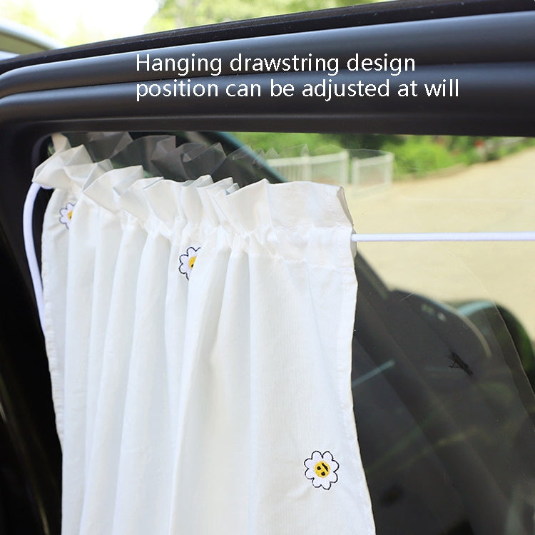 Car Embroidery Curtain Sunshade Cartoon Cotton Suction Cup Curtain Car Sunscreen Insulation Covering Curtain, Cherry, Bear, Sun Flower, Girl