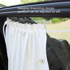 Car Embroidery Curtain Sunshade Cartoon Cotton Suction Cup Curtain Car Sunscreen Insulation Covering Curtain, Cherry, Bear, Sun Flower, Girl