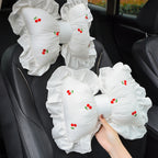 Bow Car Head Pillow Car Seat Neck Pillow Comfortable Cotton Car Supplies, Sun Flower Headrest, Sun Flower Lumbar Pillow, Cherry Headrest, Cherry Lumbar Pillow