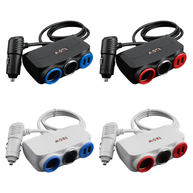 Car Cigarette Lighter Multi-Function Mobile Phone Charging USB Car Charge 12/24V Adapter Plug, White Red, White Blue, Black Red, Black Blue