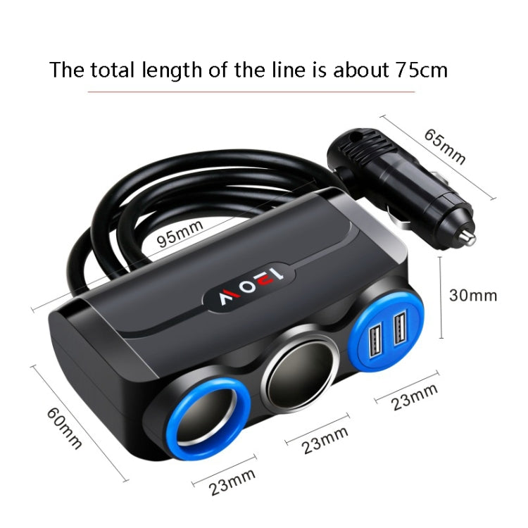 Car Cigarette Lighter Multi-Function Mobile Phone Charging USB Car Charge 12/24V Adapter Plug, White Red, White Blue, Black Red, Black Blue