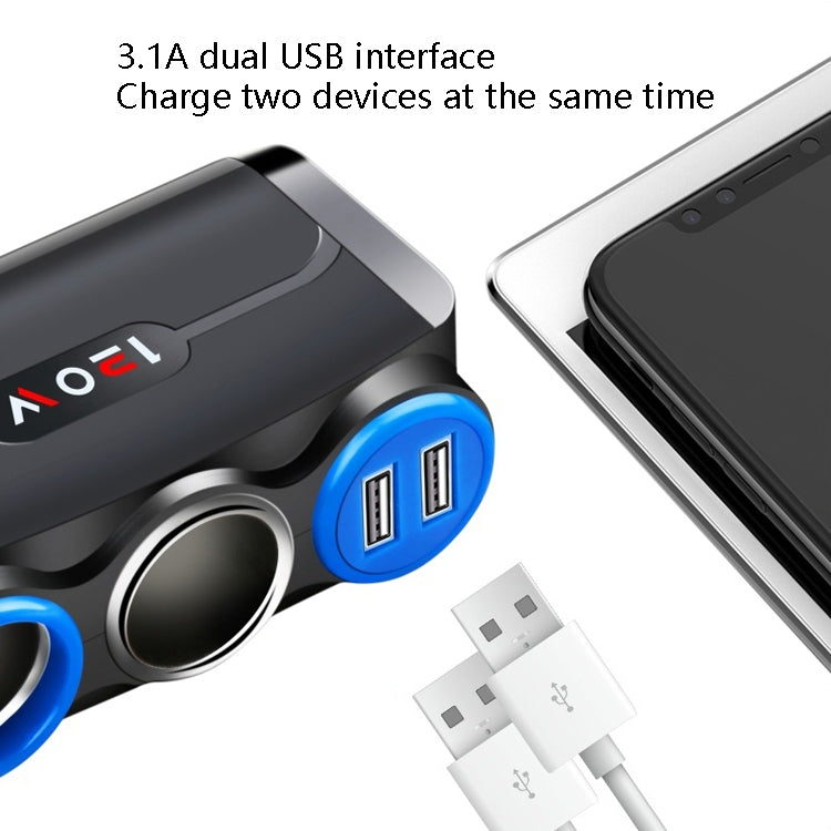 Car Cigarette Lighter Multi-Function Mobile Phone Charging USB Car Charge 12/24V Adapter Plug, White Red, White Blue, Black Red, Black Blue