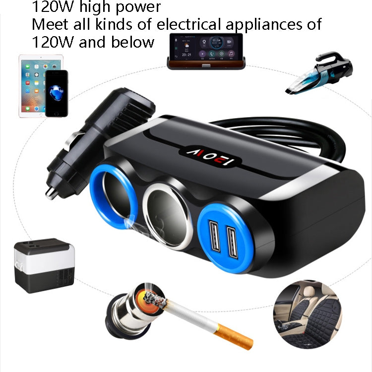 Car Cigarette Lighter Multi-Function Mobile Phone Charging USB Car Charge 12/24V Adapter Plug, White Red, White Blue, Black Red, Black Blue