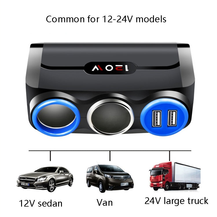 Car Cigarette Lighter Multi-Function Mobile Phone Charging USB Car Charge 12/24V Adapter Plug, White Red, White Blue, Black Red, Black Blue