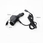2 PCS Car 3 In 1 Charger With Cigarette Lighter Dual USB Interface With USB Mobile Phone Charging Cable, Black, White