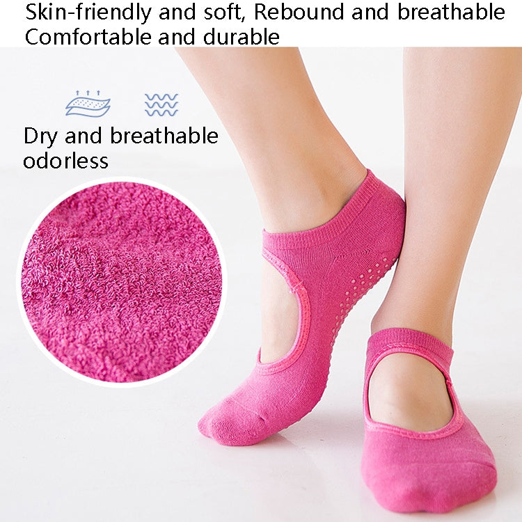 2 Pairs Combed Cotton Yoga Socks Towel Bottom Reveal Round Head Dance Fitness Sports Flooring Socks, One Size