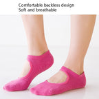 2 Pairs Combed Cotton Yoga Socks Towel Bottom Reveal Round Head Dance Fitness Sports Flooring Socks, One Size