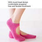 2 Pairs Combed Cotton Yoga Socks Towel Bottom Reveal Round Head Dance Fitness Sports Flooring Socks, One Size
