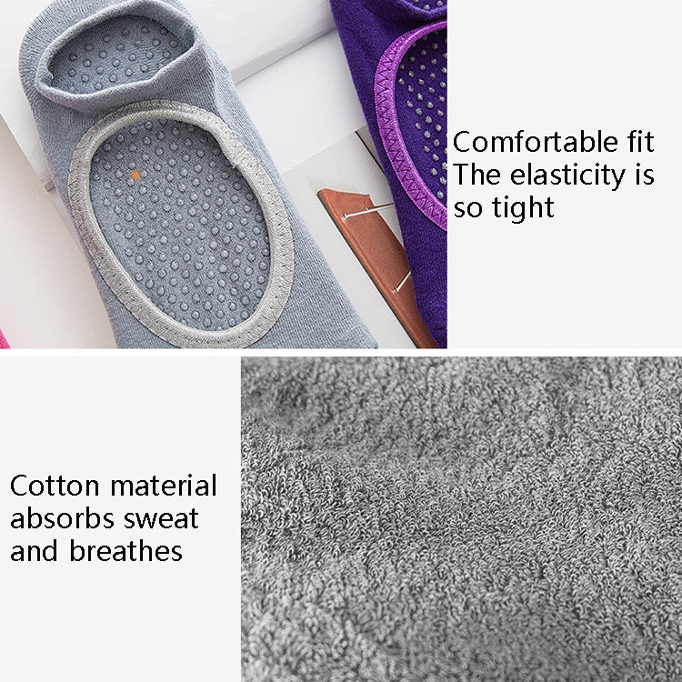 2 Pairs Combed Cotton Yoga Socks Towel Bottom Reveal Round Head Dance Fitness Sports Flooring Socks, One Size