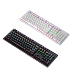 LEAVEN K880 104 Keys Gaming Green Axis Office Computer Wired Mechanical Keyboard, Cabel Length:1.6m, Black, White