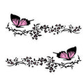2 Pairs R729 Butterfly Flower Car Sticker Butterfly Love Flower Personality Engine Cover Body Decorative Sticker, Pink, Red
