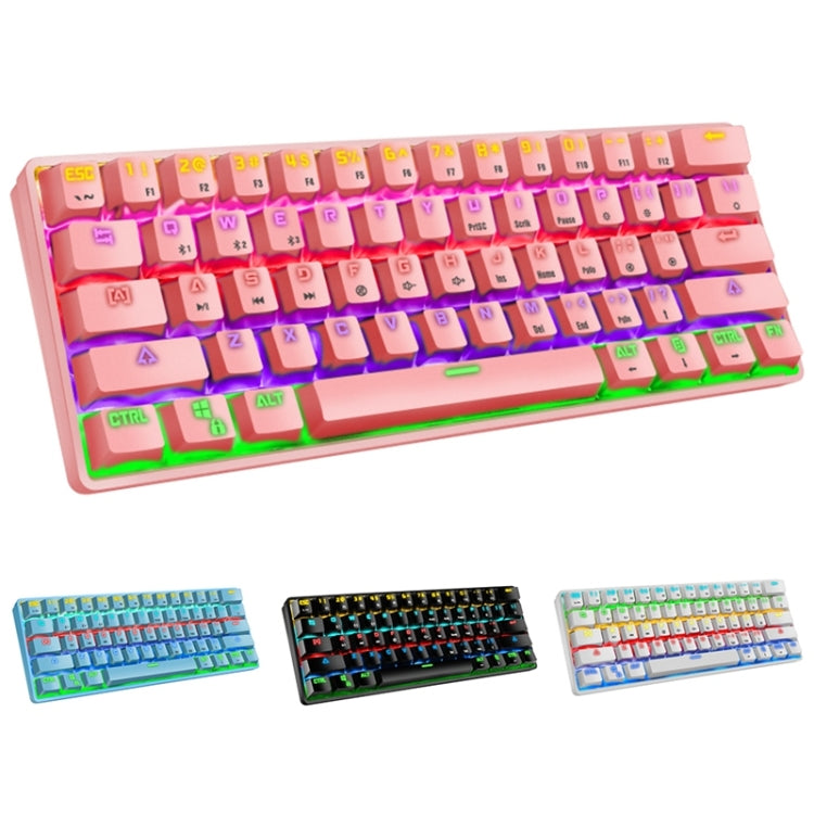 LEAVEN K28 61 Keys Gaming Office Computer RGB Wireless Bluetooth + Wired Dual Mode Mechanical Keyboard, Cabel Length:1.5m, Green Axis (Black), Green Axis (White), Green Axis (Blue), Green Axis (Pink), Red Axis (Black), Red Axis (White), Red Axis (Blue)...